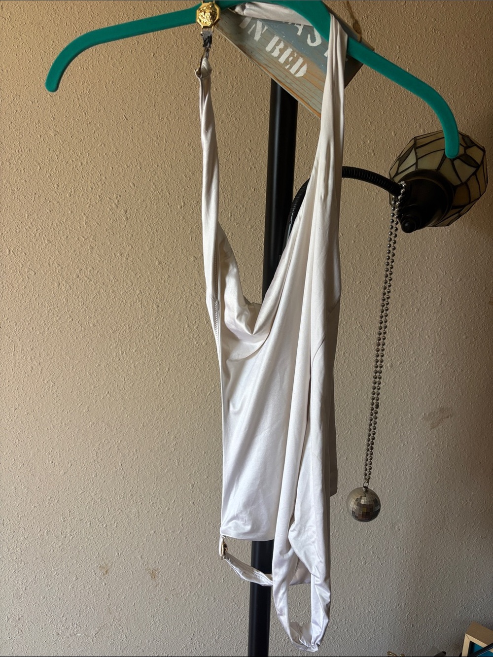 Versace Ivory Satin Draped Swimsuit